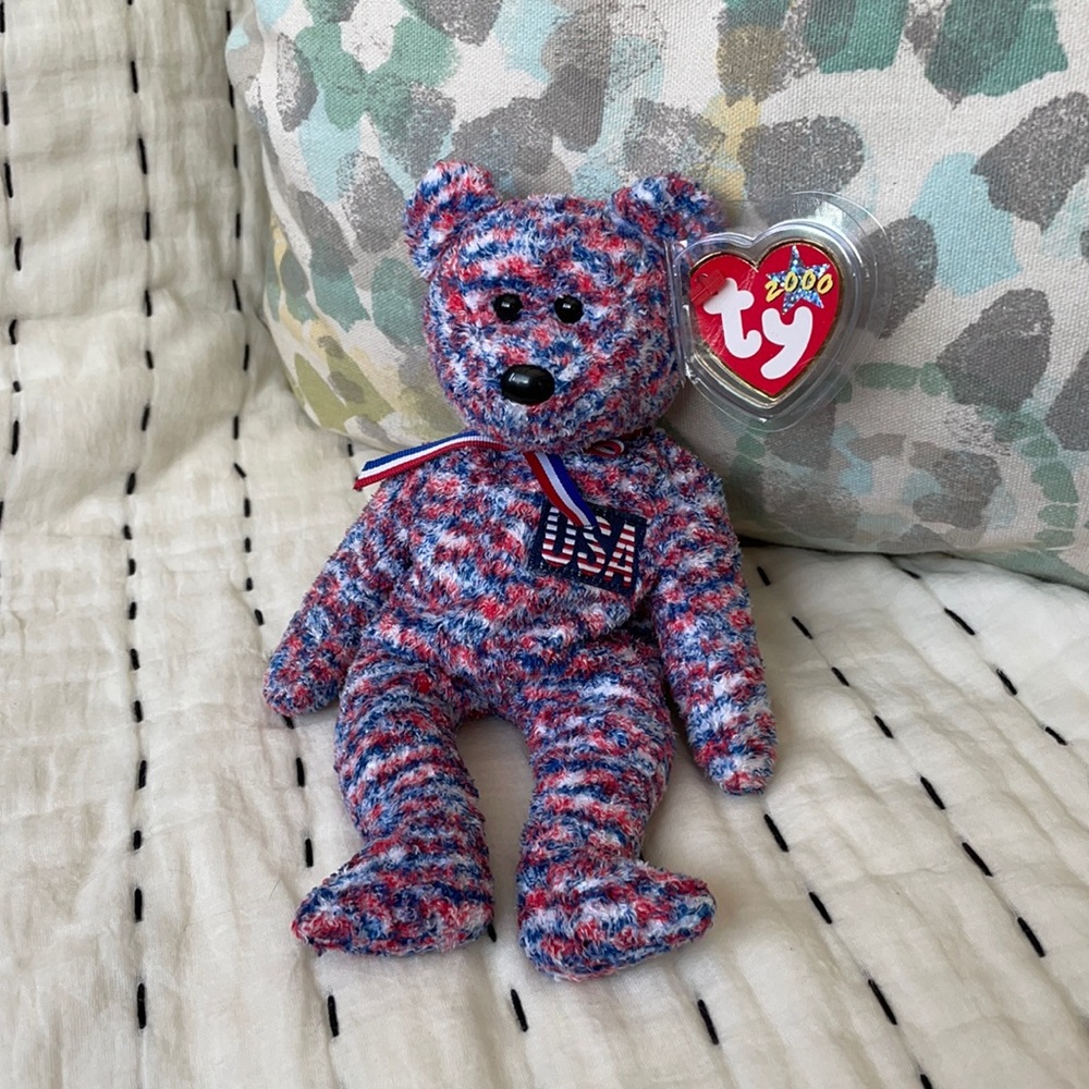 TY USA Beanie Baby Bear 2000